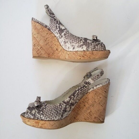 Stuart Weitzman Wedges Snake Skin Print Size 9.5 M - Picture 5 of 11
